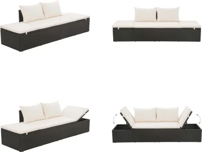 Produktbild von vidaXL Gartenbett Schwarz 195×60 cm Poly Rattan - Gartenliege - Gartenliegen - Sonnenliege - Sonnenliegen