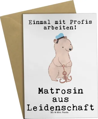 Produktbild von Mr. & Mrs. Panda Glückwunschkarte Matrosin Leidenschaft - Weiß - Geschenk, weihnachtskarten, Lustig, hochzeitskarten, einladungskarten, vatertagskarte, Spruch, Seeleute