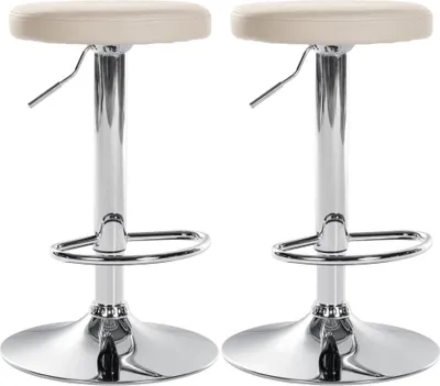 Zdjęcie produktu dla zestaw 2 stołków barowych z imitacji skóry - Stołek barowy - Mechanizm obrotowy 360°, nowoczesny design