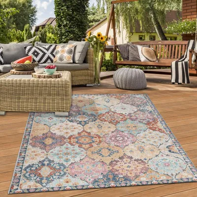 Produktbild von In- & Outdoor Orientteppich mit Ornamenten mehrfarbig Größe - 160 x 230 cm