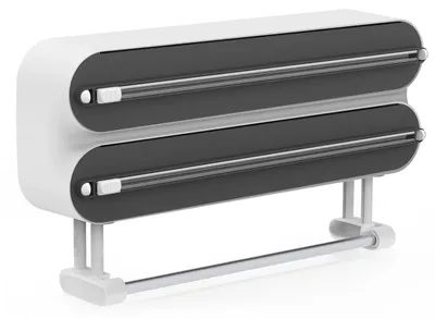 Produktbild von 3-in-1-Spender für Frischhaltefolie mit Schneidevorrichtung, Küchenrollenhalter mit Papierhandtuchhalter, Aluminiumfolienspender und Frischhaltefolienhalter, bohrfreier Küchenrollenhalter, wandmontierter Küchenrollenhalter