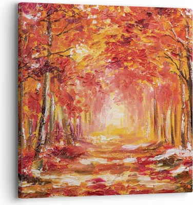 Produktbild von Bild auf Leinwand - Leinwandbild - Einteilig - Herbst Wald Rot - 30x30cm - Wand Bild - Wanddeko - Wandbilder - Leinwanddruck - Bilder - Wanddekoration - Leinwand bilder - Wandbild - AC30x30-4238
