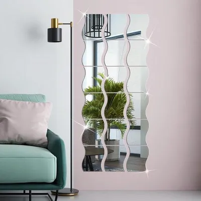 Produktbild von Unyqoos® 24er Set selbstklebende Acryl-Spiegelfliesen – abnehmbare Spiegel-Wandaufkleber für Wohn-, Schlaf- & Badezimmer, DIY-Deko