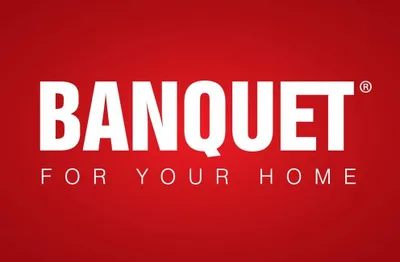The image shows the brand logo and slogan on a red background.