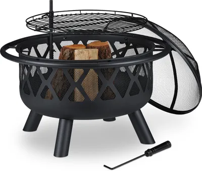 Produktbild von relaxdays Feuerschale mit Grillrost & Funkenschutz