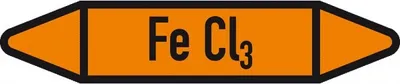 Produktbild von Aufkleber I Rohrleitungsetikett Fe CI3, DIN 2403, orange/schwarz, für Ø 15-25...