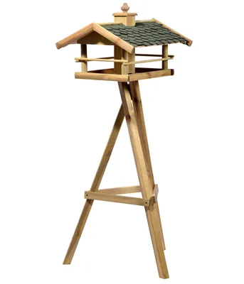 Produktbild von Dehner Natura Futterhaus Kaiserwinkel für Wildvögel, inkl. Ständer Ellmau, 144 x 68 x 62 cm, Holz / Bitumen, braun / grün