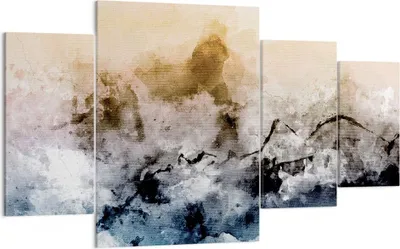 Produktbild von Bild auf Leinwand - Leinwandbild - 4 Teile - Abstraktion Wolken Berge - 160x90cm - Wand Bild - Wanddeko - Wandbilder - Leinwanddruck - Bilder - Wanddekoration - Leinwand bilder - DL160x90-4894