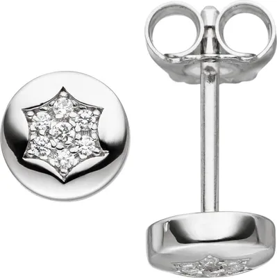 Produktbild von JOBO Ohrstecker Stern 925 Sterling Silber 14 Zirkonia Ohrringe Sternohrstecker