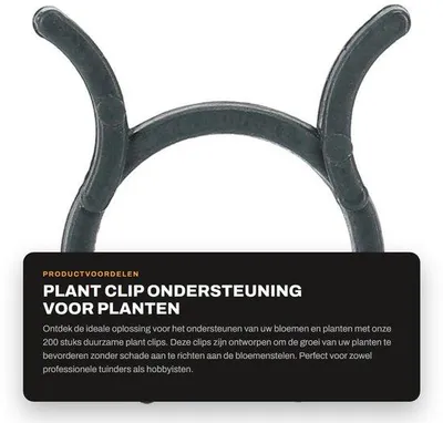 Zdjęcie produktu dla Plantclip, 200 sztuk - Wielokrotnego użytku - Akcesoria ogrodnicze - Wsparcie dla roślin - Do szklarni/ogrodnictwa - Średnica 20 mm - Podpory do roślin