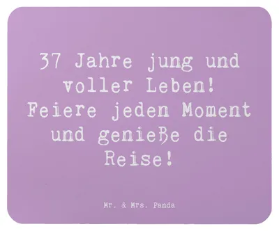 Produktbild von Mr. & Mrs. Panda Mouse Pad Spruch 37. Geburtstag Lebensfreude - Lavendeltraum - Geschenk, handgefertigt, Mauspad, Geburtstagsspruch, computer mousepad, Jubiläum, pc