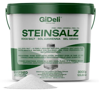 Image de Sel gemme 3 kg, sel naturel fin, sel de table, sel de bain, halite, sans additifs, GiDeli