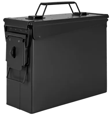 Obrázok produktu pre Trucky muničný box muničný box kovový box kovový box muničný box úložný box s vekom 28 x 10 x 22 cm armáda čierny kov