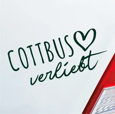 Produktbild von Auto Aufkleber Cottbus verliebt Herz Stadt Heimat Liebe Car 19x8 cm Dunkelgrün Sticker Heckscheibenaufkleber