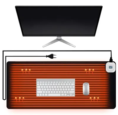 Beheizte Schreibtischmatte USB, 6 Heizstufen, 80x33 cm, wasserdicht