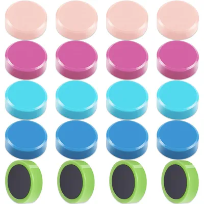 Produktbild von 20 starke Magnete für Magnettafeln und Whiteboards – Bunte Kühlschrankmagnete, bunte kleine runde Magnete – Dekorative Magnete mit starker Haftkraft, für Zuhause, Büro, Pinnwand, Klassenzimmer, Fotos (5 Farben)