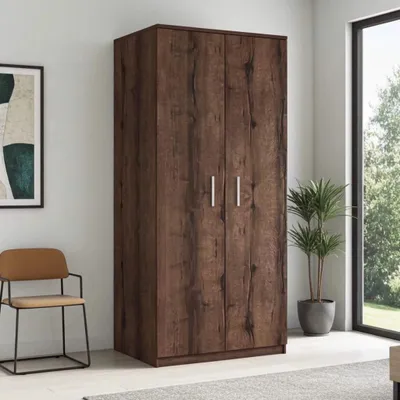 Produktbild von Kleiderschrank Zenit SZ2D, Drehtürenschrank Schlafzimmerschrank mit zwei Türen (Farbe: Monastery Eiche)