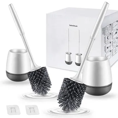 Produktbild von Toiletborstel Set, 2-teilig, silikon, tiefreinigend, schnell trocknend, flexibel
