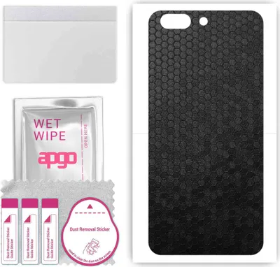 Produktbild von apgo Rückseite Schutzfolie, Skin, kompatibel mit OnePlus 5, Hinten Displayschutzfolie aus Vinylfolie, kratzfest, einfache Montage - Schwarze Honigwabe