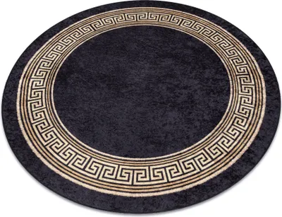 Produktbild von MIRO 51360.802 Kreis Waschteppich Griechisch Anti-Rutsch - schwarz / gold Schwarz rund 80 cm