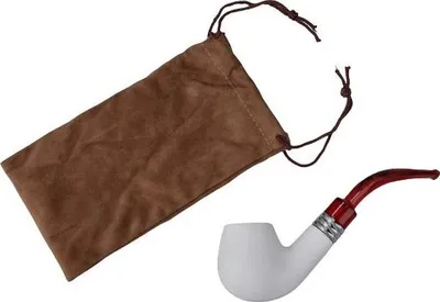 Produktbild von Elegante weiße Verbundpfeife mit Beutel - 14 cm