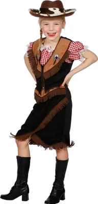 Produktbild von W3198-128 schwarz-braun Kinder Mädchen Cowgirl Kostüm Rock und Weste Gr.128