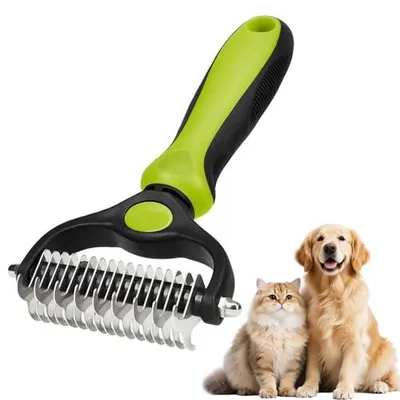 Produktbild von Doppelseitige Katzenbürste 17+9 Zähne, Unterfellbürste Katze Hundebürste, Haarentfernungsbürste gegen Verfilzungen, Fellpflege für Kurzhaar Langhaar Katzen und Hunde