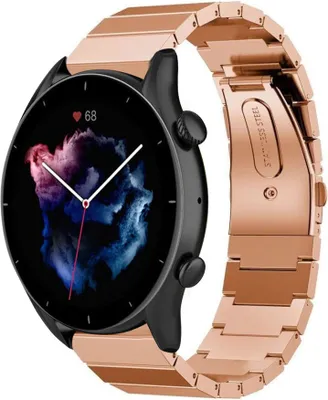 Produktbild von Strap-it Metallarmband - Kompatibel mit Amazfit GTR 3 (Pro) Armband Ersatzarmband Edelstahl - Faltschließe - Hochwertiges Material - für Smartwatch 22mm Armband Rosa Gold
