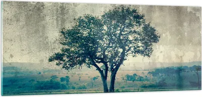 Produktbild von Bilder auf glas - Baum Natur Feld - 100x40cm - Glasbilder - Wandbilder - Kunstdruck - zum Aufhängen bereit - Wanddekoration aus Glas - Glas Bilder - Wandbild auf Glas - Einteilig - GAB100x40-3627