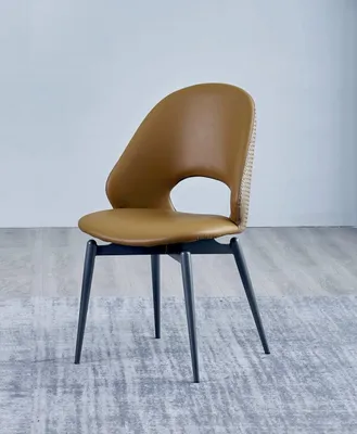 Produktbild von Brauner Lederstuhl Moderner Esszimmer Einsitzer Stilvolle Holz Stühle