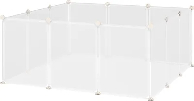 Productafbeelding van Losloopren, looprek, doe-het-zelf afrastering, omheining, afscheiding, geschikt voor kleine huisdieren, looprek voor binnen, 12 panelen, PP-kunststof, 105 x 105 x 45 cm