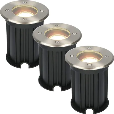 Image de HOFTRONIC - Spot LED au sol 3x4W 345lm 2700K GU10 Inox IP67 Dimmable