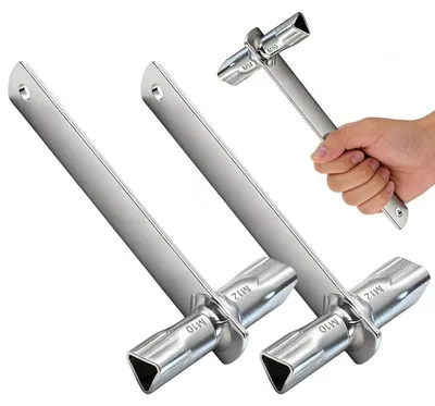 Produktbild von 2 Stück M12/M10 Dreikantschlüssel – Pfostenschlüssel Feuerwehrschlüssel aus verzinktem Metall, Pollerschlüssel für Absperrpfosten & Versorgungsanlagen