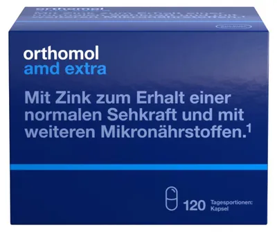 Produktbild von Orthomol AMD extra - Mikronährstoffe für den Erhalt normaler Sehkraft - mit Zink, Lutein und Zeaxanthin, 120 St. Tagesportionen