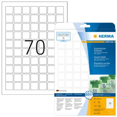 Image de Herma HERMA Étiquettes amovibles A4 24x24 mm carré blanc Étiquettes amovibles/papier amovible mat 1750 pcs.
