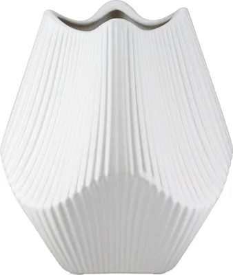 Image de Gilde Vase, "Lamellen", Keramik, weiß, VE 2, L. 15 cm, B. 15 cm, H. 18 cm 55375 4063387553756