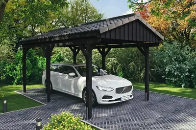 Produktbild von Einzelcarport SKAN HOLZ Fichtelberg inkl. Pfostenanker 317 x 566 cm anthrazit