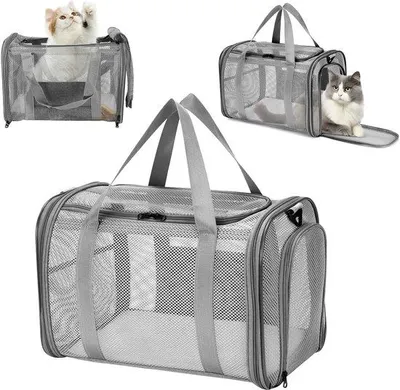 Produktbild von Unyqoos® Faltbare Transporttasche für Katzen und kleine Hunde – atmungsaktives Gewebe, robustes Oxford-Material & Stahlrahmen, waschbare Einlage
