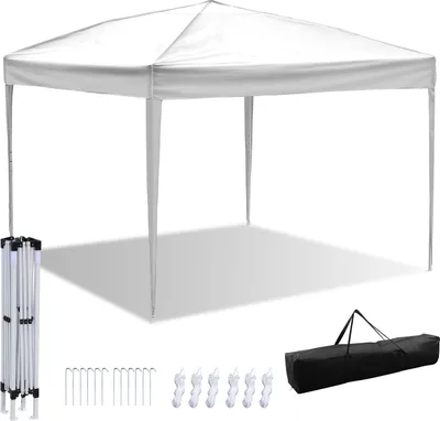 Image de Pavillon pliable Hengda, tente de réception imperméable, tentes de fête avec protection UV, tente de jardin pour jardin terrasse fête, pavillon pliable 3x3m ohn côtés blanc