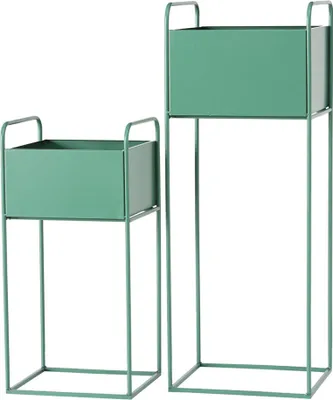 Produktbild von 2er Set Pflanztopfhalter, Eisen, grün, H 49/70 cm