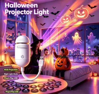 Image de Projecteur de galaxie, veilleuse (avec 24 films décoratifs sur le thème d'Halloween). Projecteur de ciel étoilé pour chambre, cadeau pour enfants et adultes