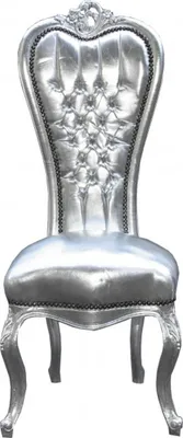 Produktbild von Casa Padrino Barock Thron Stuhl Queen Anne Silber/Silber - Hochlehnstuhl