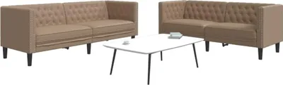 Image de vidaXL 2-tlg. Ensemble canapé Chesterfield Faux cuir cappuccino