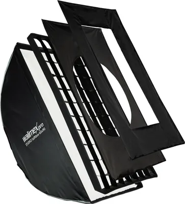 Produktbild von Walimex pro Studio Softbox 60x90cm, um 360° drehbar, einfacher Aufbau dank Schirmfunktion, inkl. Grid, Masken, Bowens Adapter und Transporttasche, ideal für Produkt- und Peoplefotografie