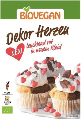 POSYPKA DEKORACYJNA CZERWONE SERCA BEZGLUTENOWA BIO 35 g - BIOVEGAN