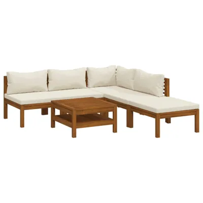 Produktbild von vidaXL 6-tlg. Garten-Lounge-Set mit Creme Kissen Massivholz Akazie