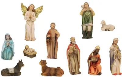 Produktbild von 11x FADEDA Krippenfiguren / Höhe:6 cm / handbemalt / detailgetreue Krippen Figuren - Weihnachten Tisch Dekoration Krippe Zubehör