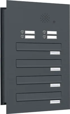 Produktbild von 4er Briefkastenanlage Mauerdurchwurf Klingel RAL 7016 Anthrazit