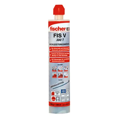 Produktbild von Fischer 521376, Polymer-modifizierter Mörtel, 0,49 kg, Lüftungsziegel, Mauerziegel, Beton
