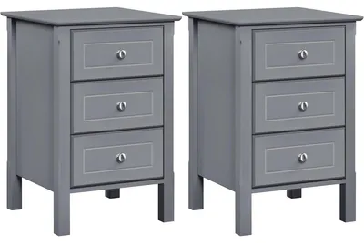 Immagine prodotto di Comodino - Set di 2 - Con 3 cassetti - 40 x 40 x 60 cm - Per camera da letto e soggiorno
